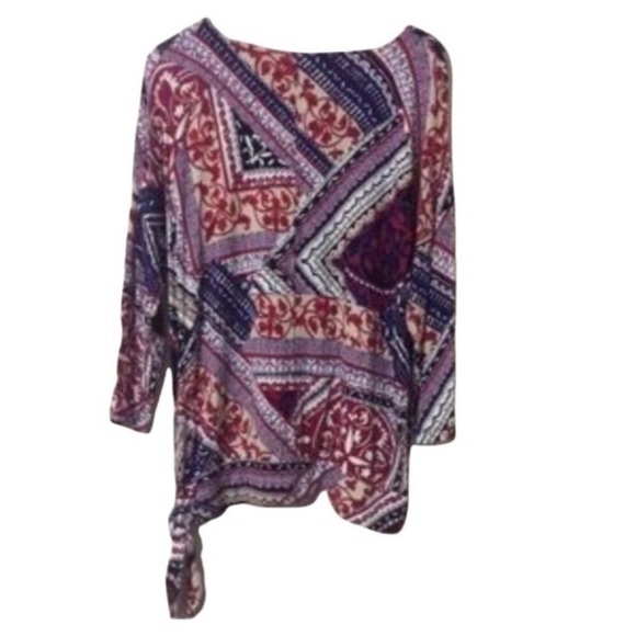 Chico’s Colorful Patriotic Side Tie Blouse Size Large - Picture 2 of 10